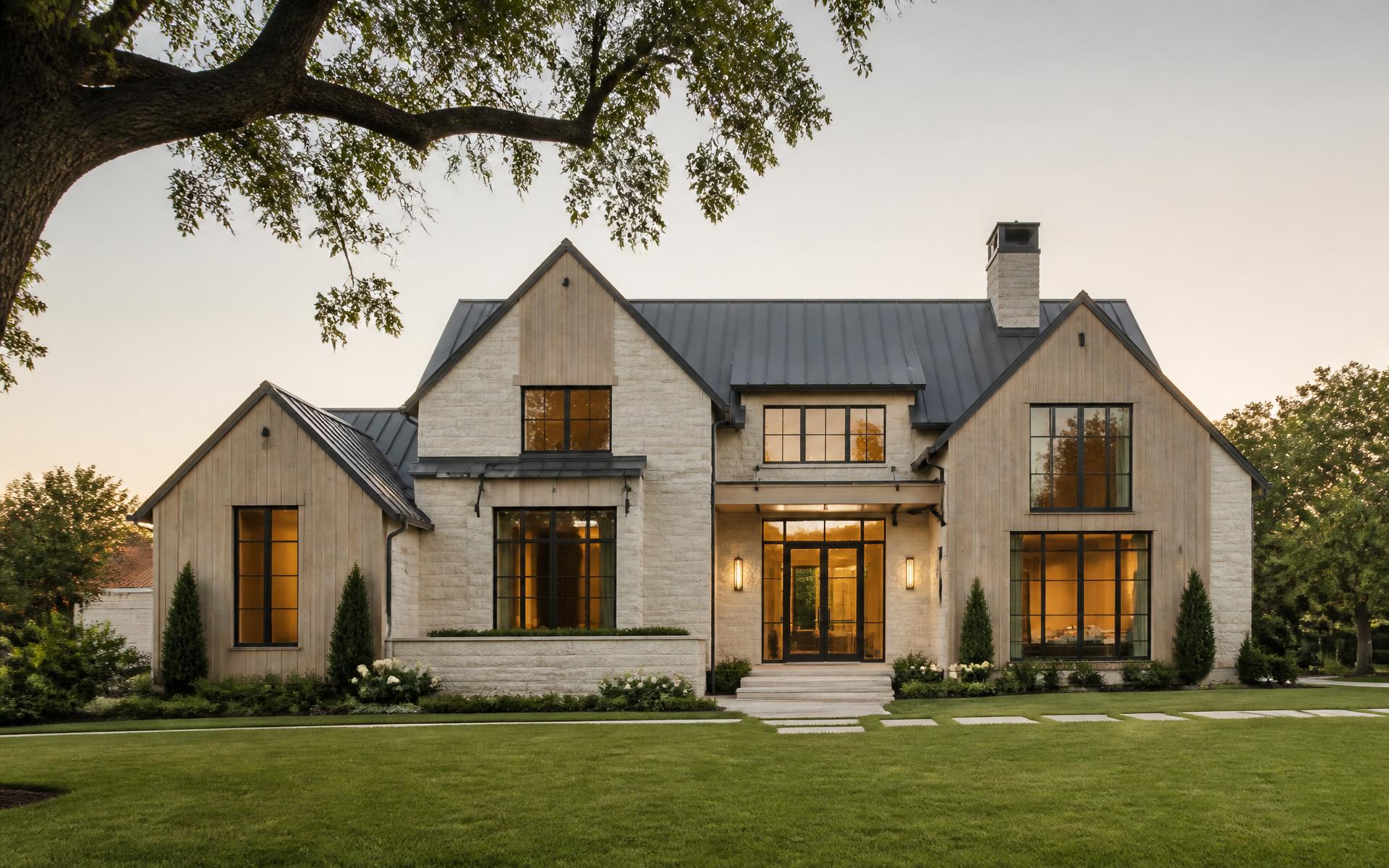 Evening exterior of a Binkley Designed residence